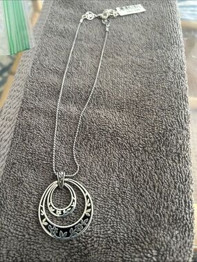 Brighton Silver Floral Double-Hoop Pendant Necklace